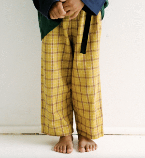 mustard check kids trousers