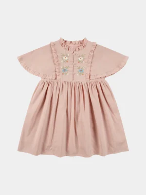 pink embroidered cape dress