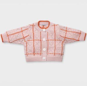 pink knit baby cardigan