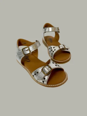 silver leather sandals