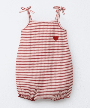 striped heart romper