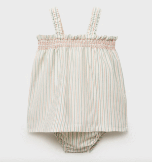 cotton striped baby girl dress and bloomers