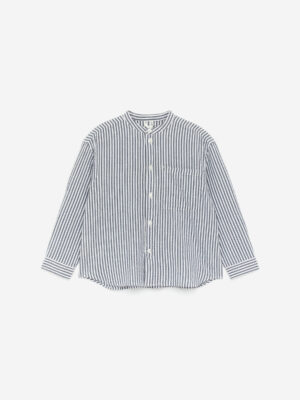 blue striped seersucker shirt