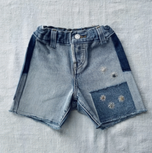 patchwork denim shorts