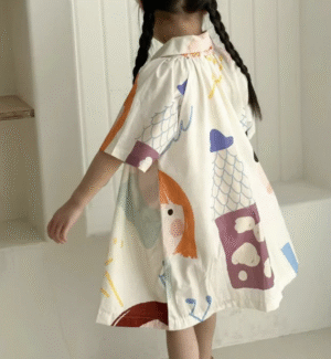 painterly print girls dress