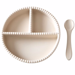 cream bubble plate and spoon set