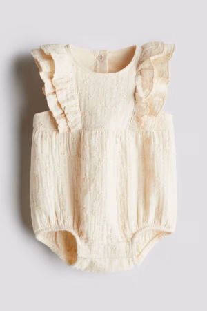 cream frilled romper