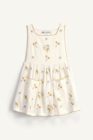 floral embroidered pinafore dress