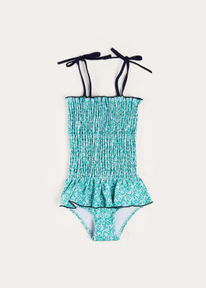 girls blue ruched swimsuit