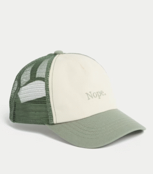 green baseball cap