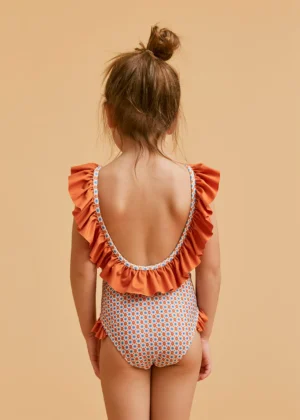 orange floral swimsuit