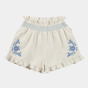 white embroidered shorts