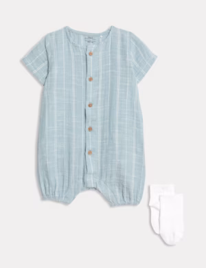 blue striped light summer romper