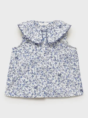 blue floral blouse with collar