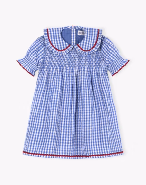 blue gingham ricrac dress