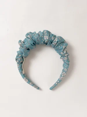 blue ruffle liberty print hairband