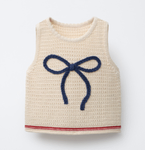 cream bow knit top