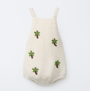 cream palm romper