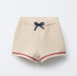 girls cream knit shorts