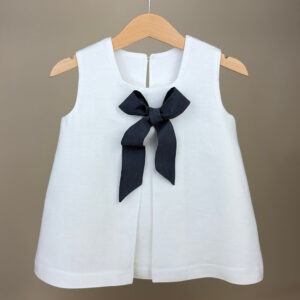 girls white linen dress