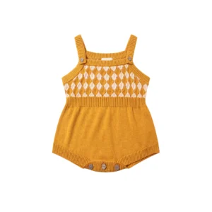 mustard knit baby romper