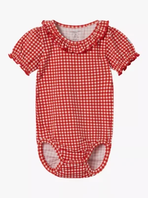 red gingham frill bodysuit