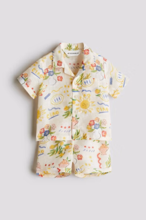retro print short set