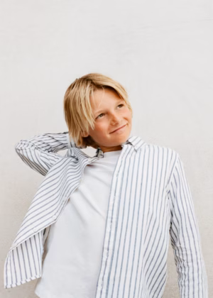 blue striped oxford shirt