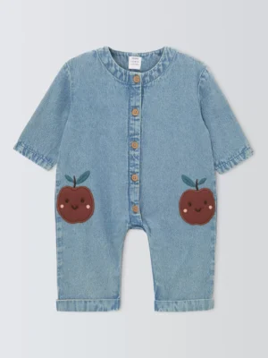 denim apple romper