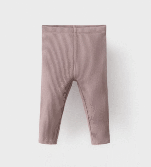 dusty pink ribbed baby leggings