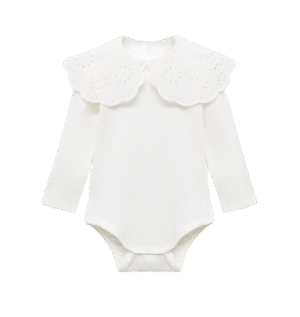 embroidered collar white romper