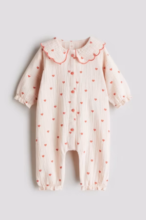 heart muslin romper