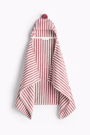 striped hooded bath towel