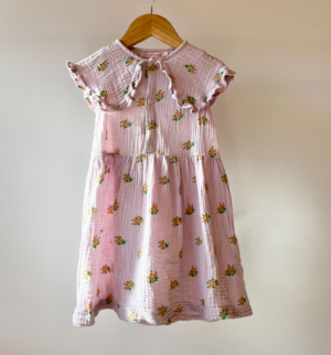 lilac floral cheesecloth dress