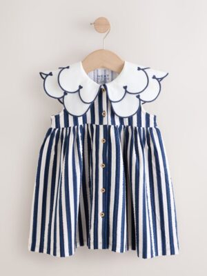 navy striped collar dress
