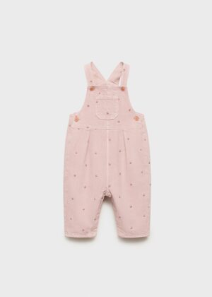 pink embroidered dungarees