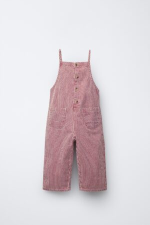 red striped twill dungarees