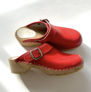 kids red swedish clogs