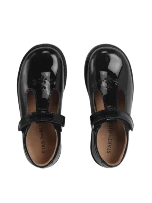 black patent t-bar shoes