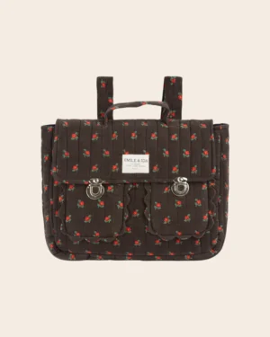 black corduroy floral satchel