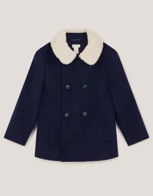 girls navy back to school borg collar coat