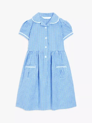 blue check school summer dress