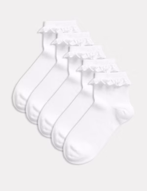 girls white frill short school socks