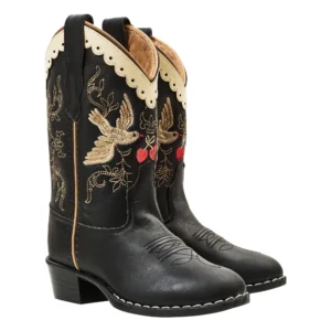 black embroidered cowboy boots