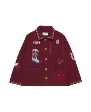 burgundy embroidered jacket