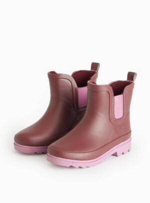 burgundy fleece wellies