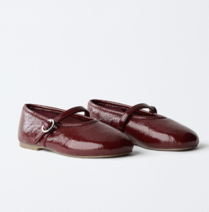 burgundy patent flats