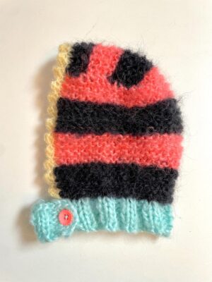 handknit striped baby bonnet