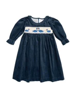 navy velvet swan dress