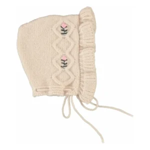 baby girl cream bonnet